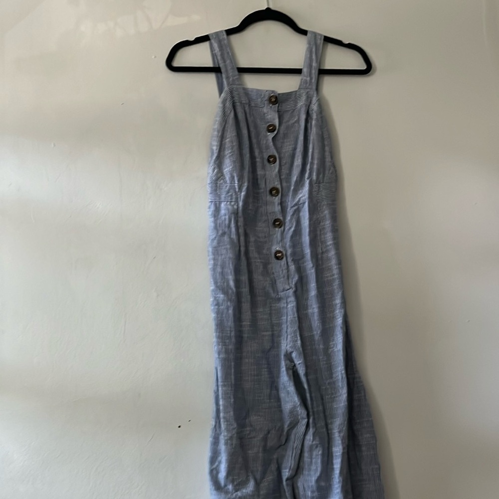Small, blue, stripped, button up jumper